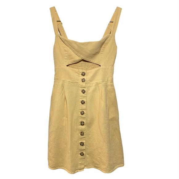 Forever 21 Yellow Cut Out Mini Dress Size S - Picture 2 of 7
